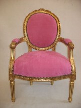  Fotel stylowy- w stylu Ludwika XVI, różowy - złoty